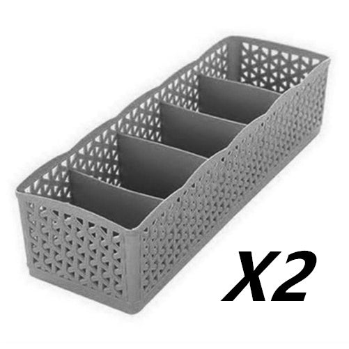 Plastic Stackable Organizer 5 Cells Finishing Box for Socks Underwear