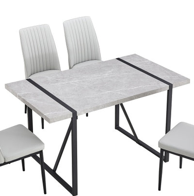 Modern Dining Table, 55 Inch Kitchen Table For 4 People, Rectangular Dinner Table For Dining Room, Home Office, Living Room Furniture, Easy Assembly,