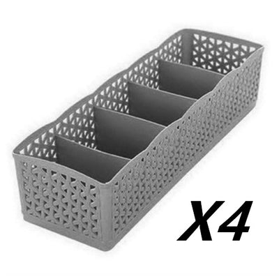 Plastic Stackable Organizer 5 Cells Finishing Box for Socks Underwear