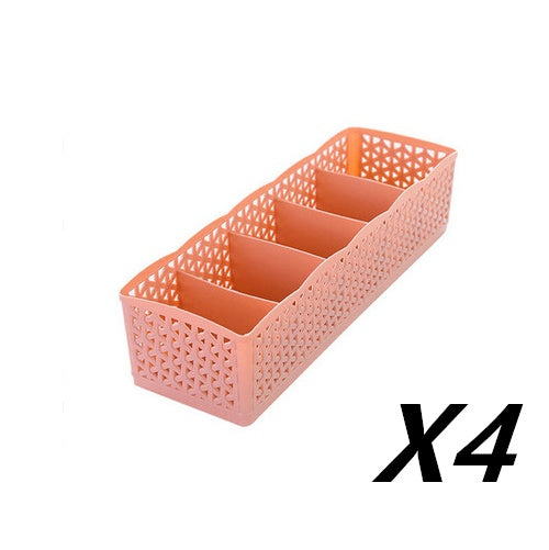 Plastic Stackable Organizer 5 Cells Finishing Box for Socks Underwear