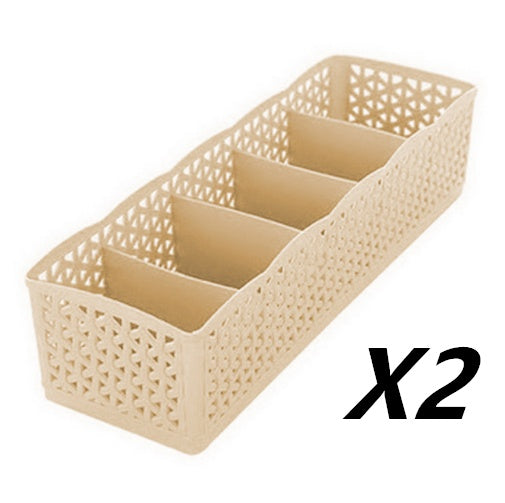 Plastic Stackable Organizer 5 Cells Finishing Box for Socks Underwear