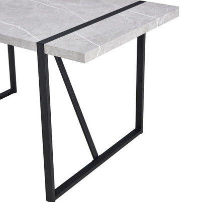Modern Dining Table, 55 Inch Kitchen Table For 4 People, Rectangular Dinner Table For Dining Room, Home Office, Living Room Furniture, Easy Assembly,