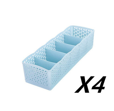 Plastic Stackable Organizer 5 Cells Finishing Box for Socks Underwear